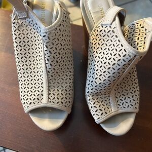 BAMBOO Women's Cream Cutout Wedges